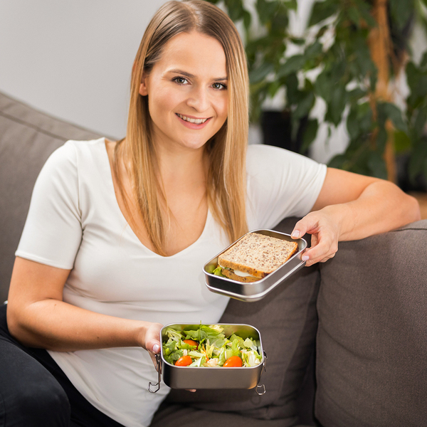 R08209.01 - Double lunch box Alcora 1100 ml, srebrny 