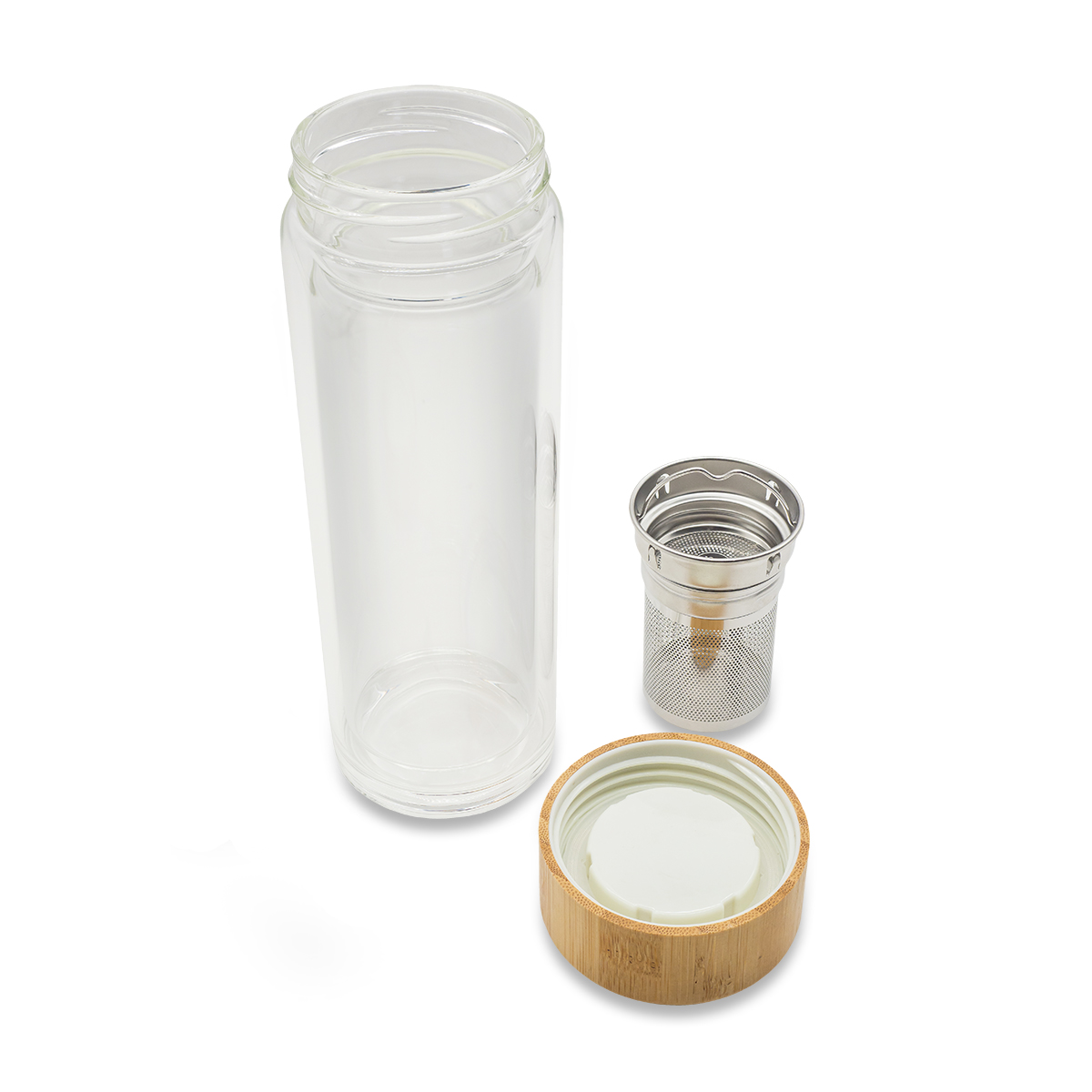 R08210.00 - Dwuścienna butelka z zaparzaczem Helen 400 ml, transparentny 